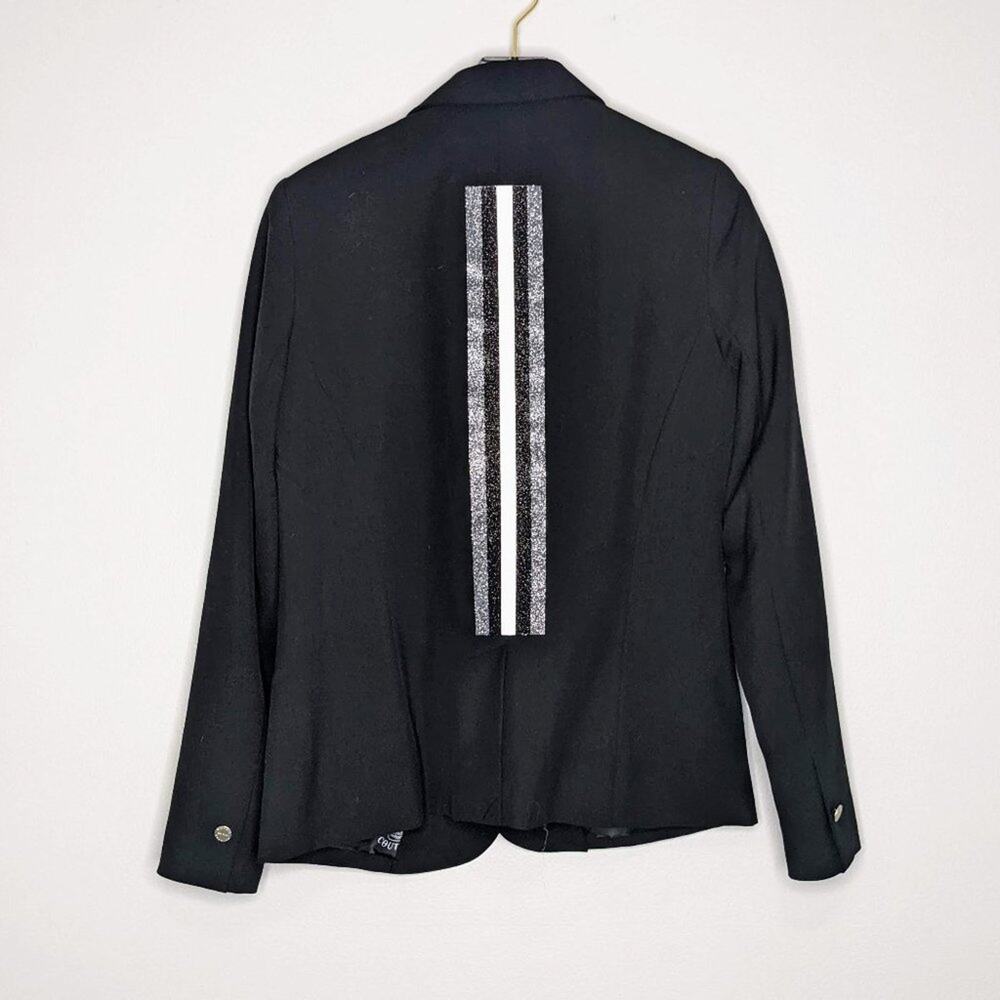 Hipchik Couture Black Glitter Striped Blazer Long Sleeve Single Button Size 4